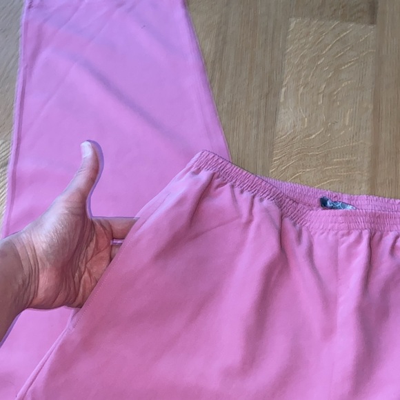 Pure Silk Pink Pull-On Pants Pajama Lounge Everyday GO SILK Washable w/ Pockets - Picture 10 of 15